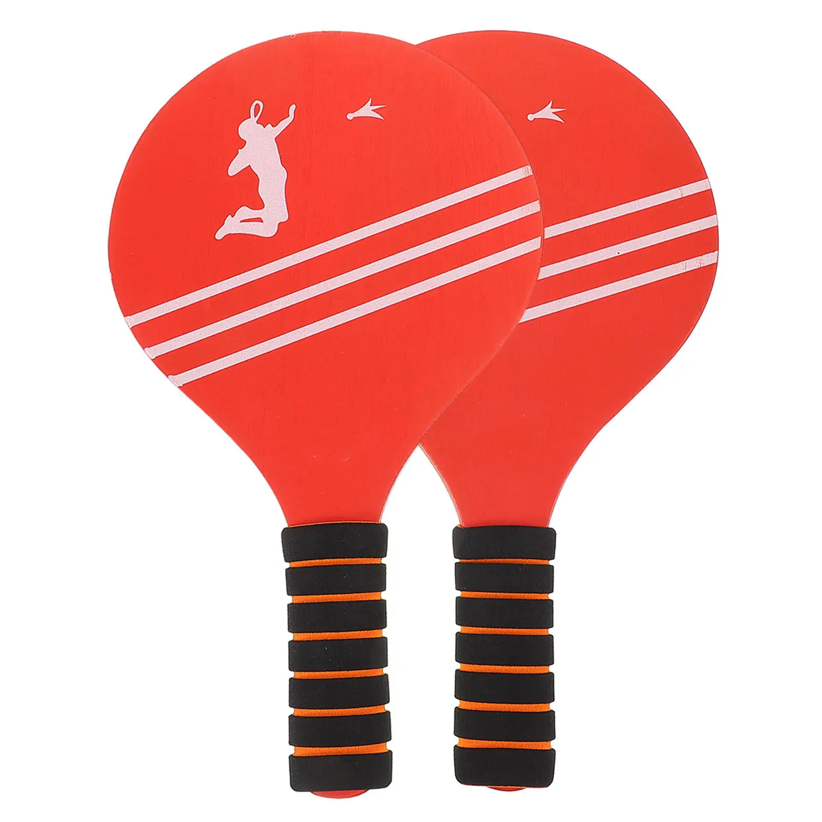 

2Pcs Wooden Badminton Rackets for Kids Light Portable Wear-Resistant Paddles with Non-Slip Grip Vibrant Design Ideal for Beach
