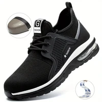 Zapatos de seguridad protectores con punta de acero para hombre y mujer, zapatillas de trabajo ligeras, transpirables, indestructibles, botas de seguridad