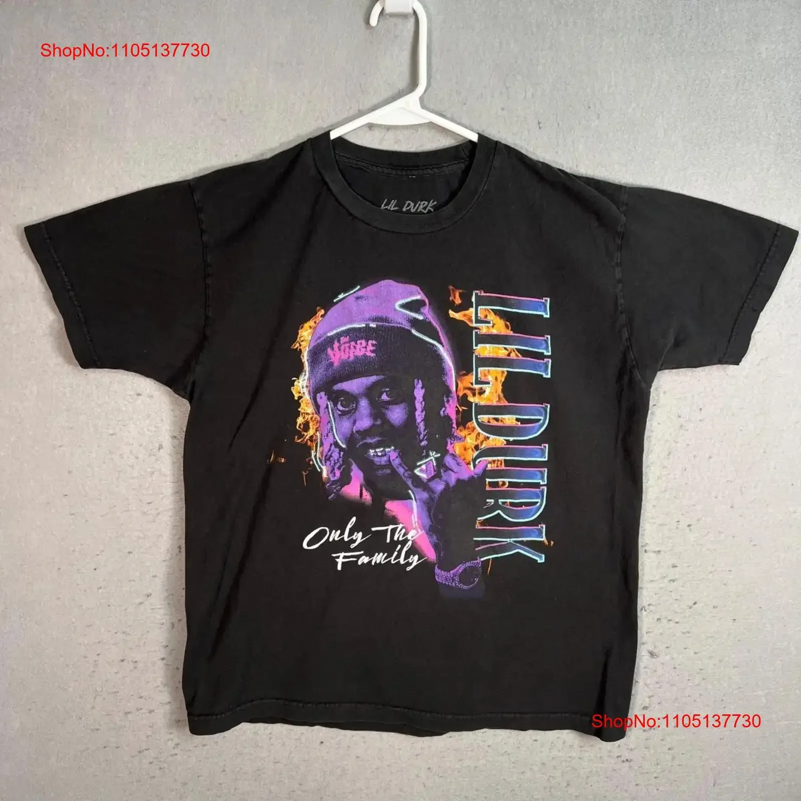 

Футболка Lil Durk, черная, только семейный дизайн с пламенем, большой рэпер, винтажная, дышащая, модная, стильная, универсальная