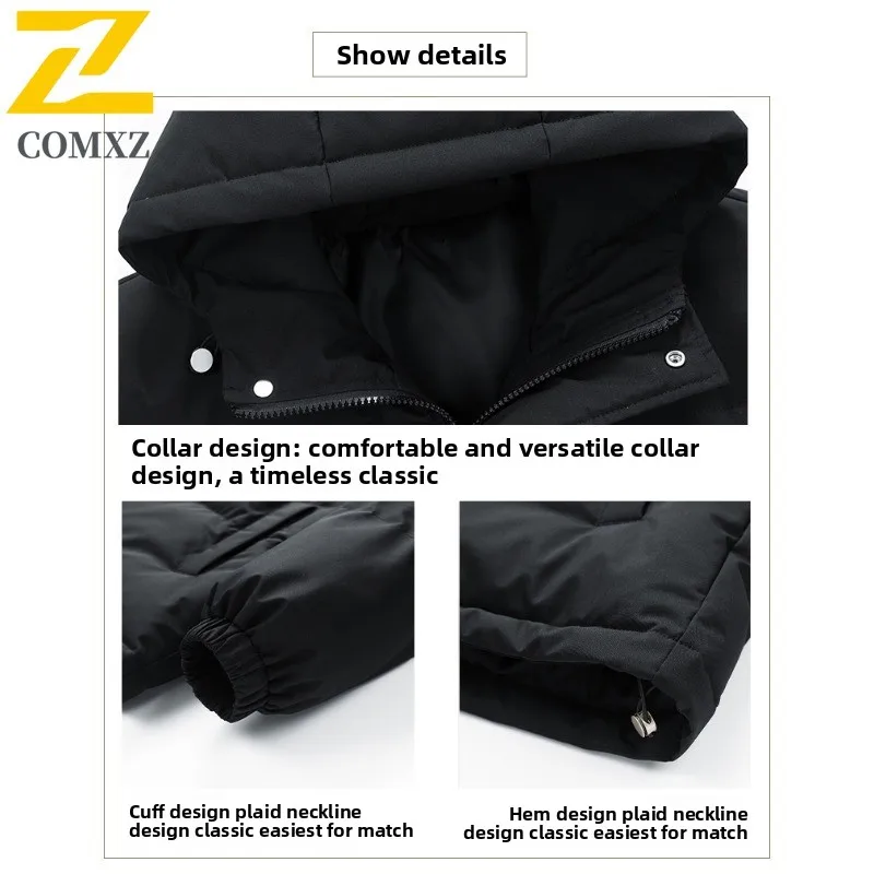 COMXZ New Men Hooded Cotton Coat Winter Thickened Thermal Padded Jacket Big Size Waterproof Windproof outdoor sports Puffer Coat