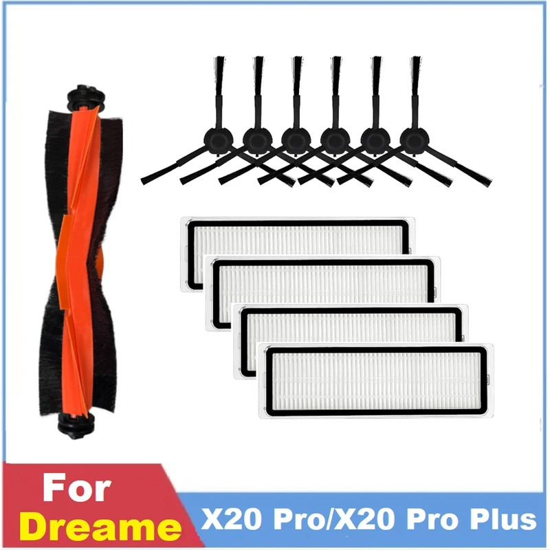 11PCS Main Side Brush Hepa Filter For Dreame X20 Pro/X20 Pro Plus Robot Vacuum Cleaner Replacement Accessories Parts