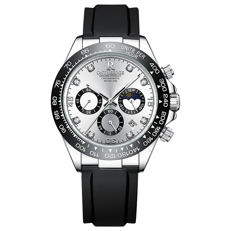Reloj cronógrafo de lujo para hombre, estilo Daytona con esfera Panda, reloj de pulsera de cuarzo resistente al agua deportivo de negocios
