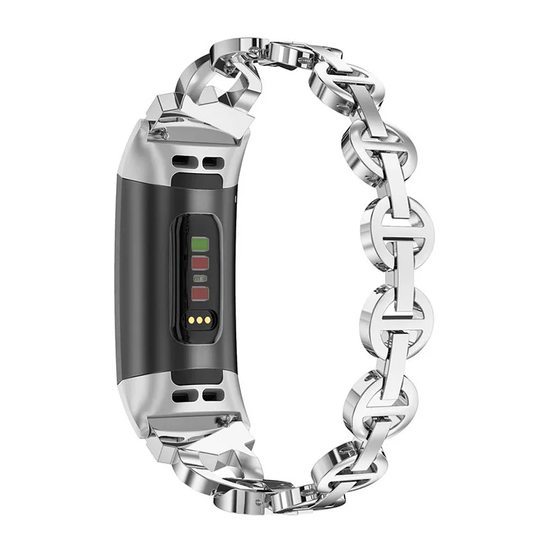 Essidi Dành Cho Fitbit Charge 2 3 4 5 Vòng Tay Dây Thép Không Gỉ Bling Nữ Dây Đồng Hồ Vòng Thay Thế Cho Sạc 3 SE Correa