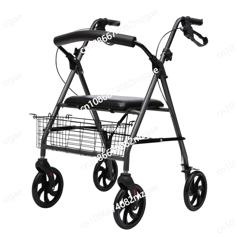 Kefu Walker Trolley Four-wheel Belt Seat Foldable Belt Wheel Can Push The Elderly Special Cerebral Thrombosis