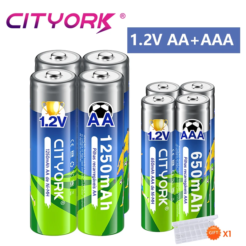 1.2V AA 1250mAh NI-MH Rechargeable Batteries+1.2 V AAA 650mAh Rechageable Battery for Electric Remote Control Car Toys RC Usage