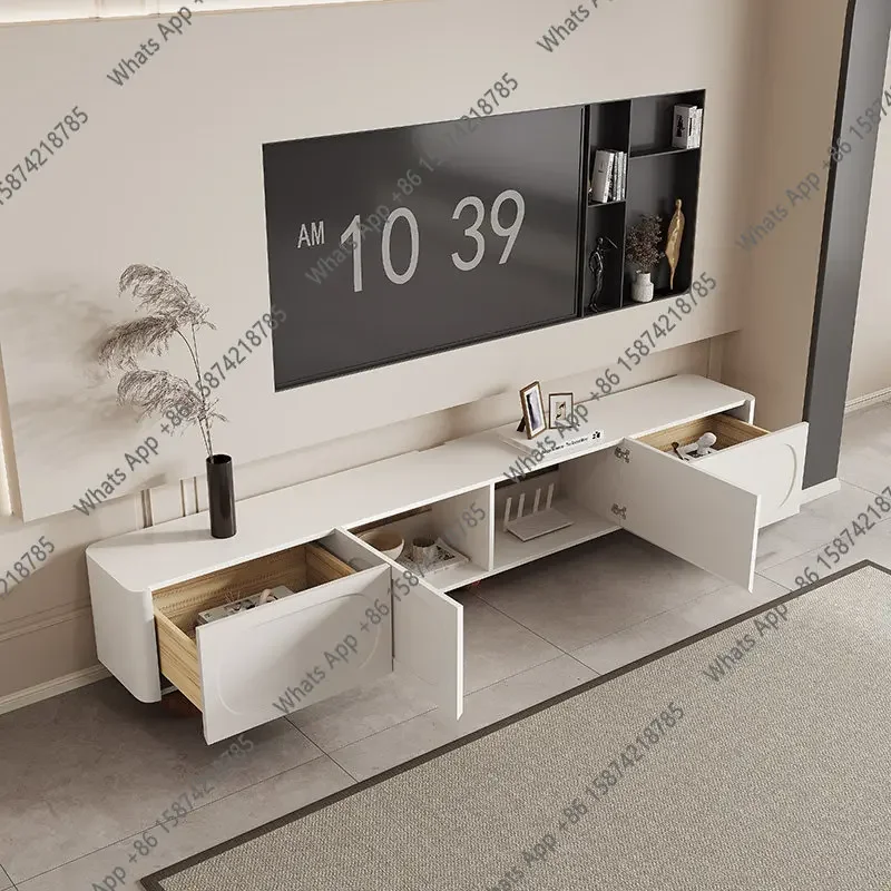 

French Cream Style Solid Wood TV Cabinet Modern Simple Coffee Table TV Cabinet Combination Floor Small Apartment X