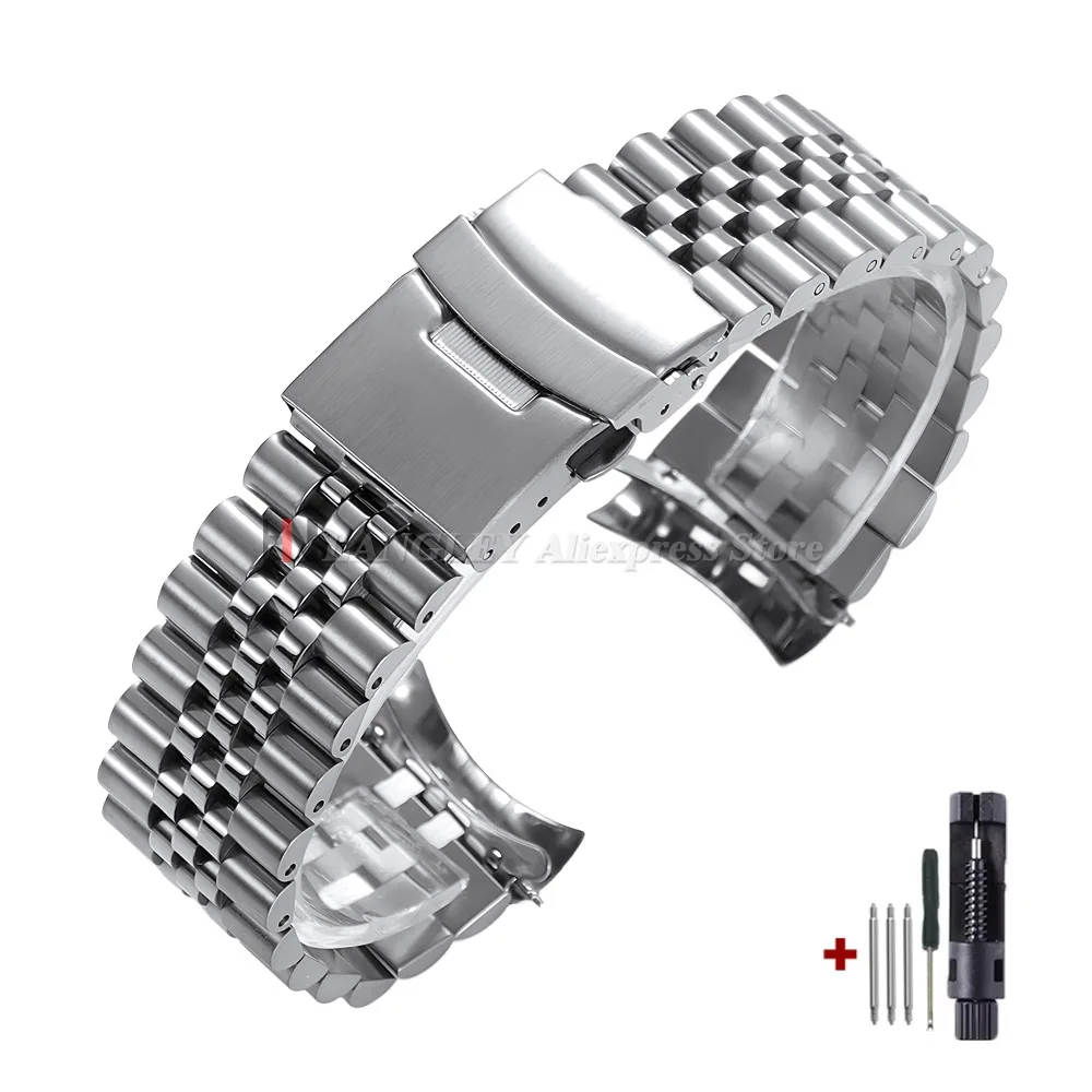 Solide roestvrijstalen horlogeband voor Seiko 5 SKX009/007 voor Jubilee voor Oyster gebogen uiteinde horloge 18 mm 20 mm 22 mm heren sportband - afbeelding 1