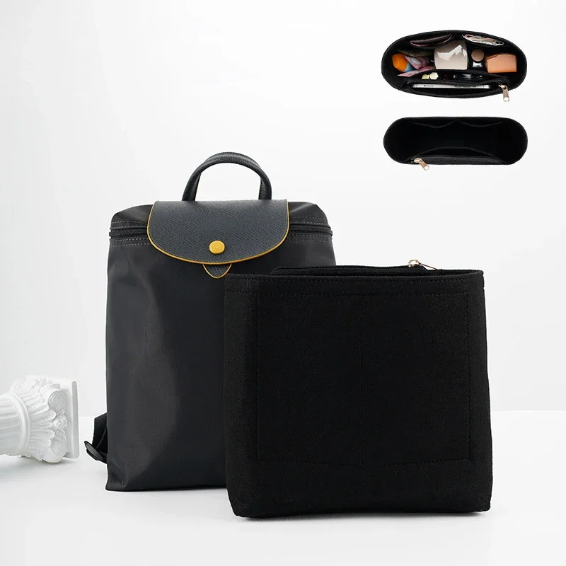 Inserto organizador de bolsas para mochila Longchamp Le Pliage, forro negro para organizar y almacenar la bolsa interior, accesorios de soporte