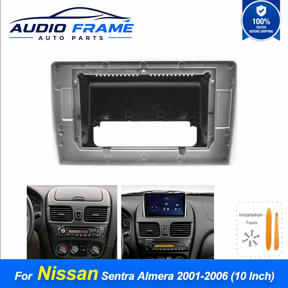 10.1 Inch 2DIN Car Stereo Radio Fascia Dash Panel Trim Frame DVD GPS MP5 Android Player For Nissan Sentra Almera 2001‑2006