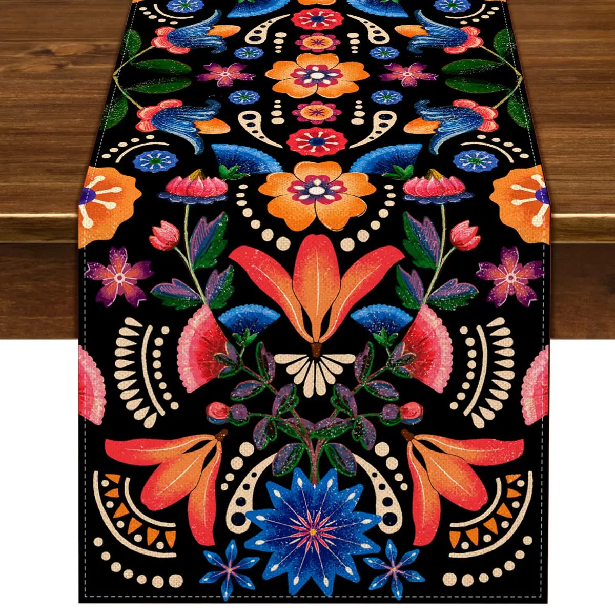 Nepnuser Mexican Day of The Dead Table Runner Dia De Los Muertos Decorations Home Kitchen Altar Decor