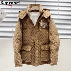 Supzoom New Arrival Top Fashion Jacquard Letters Autumn And Winter Large Embroidery Letters Warm Coat Casual Down Jacket Men