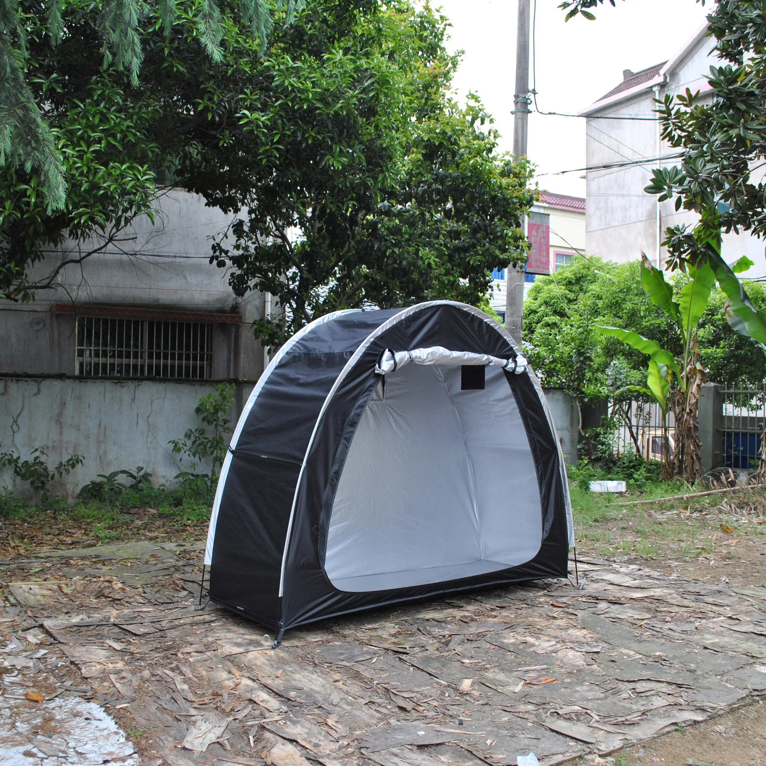 CZX-446 Black Bike Tent Bike Storage Shed tent,Bicycle Storage Shed With Window,Outdoor Storage Shed Tent by 210D Silver coated