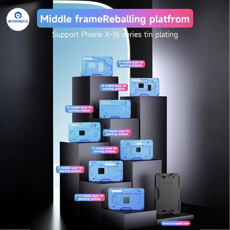 

XZZ TR 0.12mm Stencil Planting Tin Mesh Positioning Plate Mold for IPhone A8 - A18 Pro CPU for IPhone X - 17 Pro Max Repair Tool