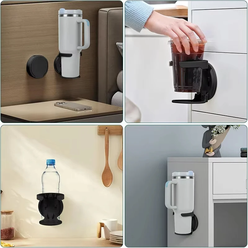Suporte de Copos Dobrável para Escritório, Armário, Porta, Sem Furos, Rack de Armazenamento de Café, Suporte de Copos Montado na Parede para Casa e Dormitório