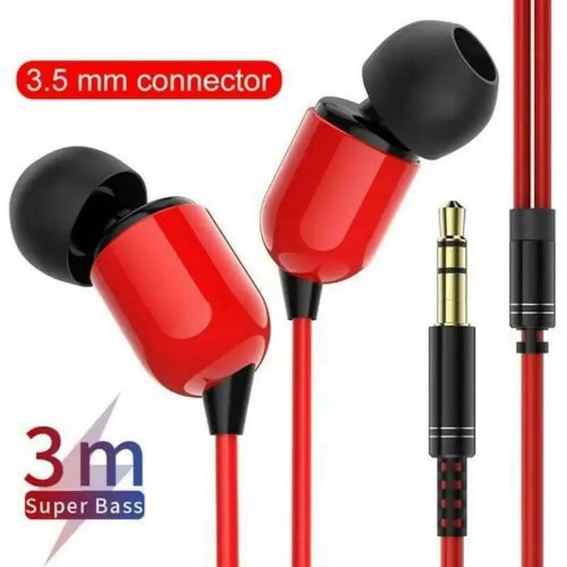 High Quality 3M Long Earphones in ear Wired Earphone Monitor Headphone 3.5mm Stereo Headset for xiaomi iphone 5 6 Phone