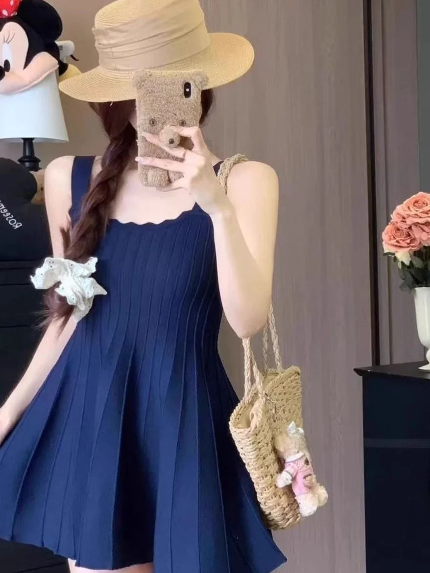 

Faionable Color Blo Collar ort Sve Knitted T-irt Slimming Versatile Summer New Sle Casual A-Line Dr Top