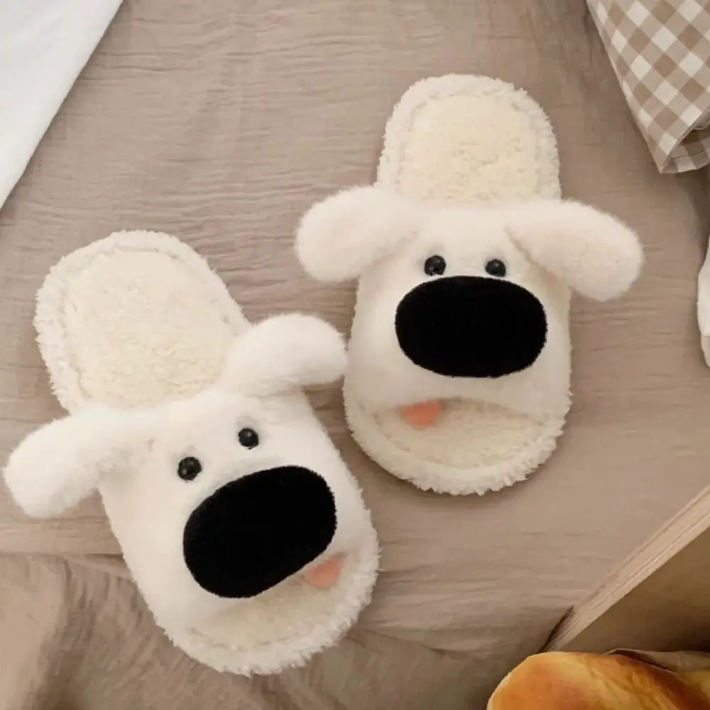 Homewear آذان طويلة الكلب النعال الشتاء رشاقته الدافئة الكرتون فروي النعال لينة سميكة سوليد المنزل أحذية قطنية الهدايا #5