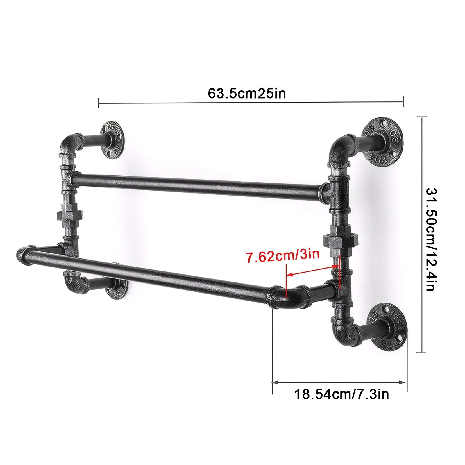 

Vintage Industrial Wrought Iron Towel Bar Wall Mounted Rustic Pipe Towel Holder Towel Hanger for Bath Towels and Washcloths