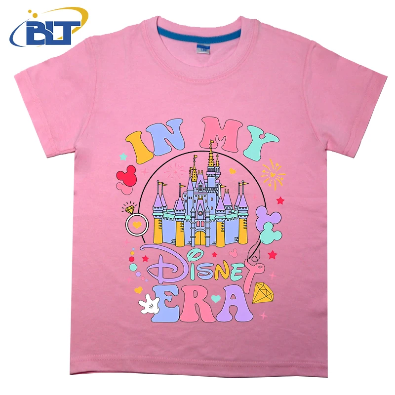 In My Disney Era Magic Kingdom Festival Printed Kids T-shirt Children's Cotton Short Sleeve Cartoon Top for Boys and Girls