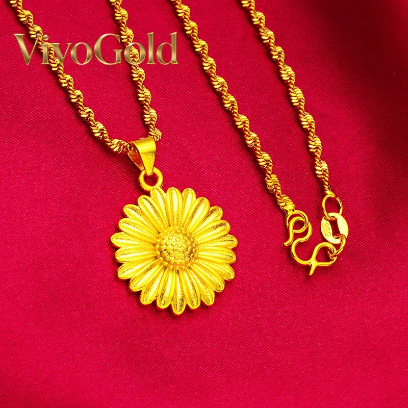 

Женское колье VivoGold Sunflower, 24-каратное золото, AU999 | 3D-подвеска в виде золотых лепестков с бриллиантами, яркий подвес в виде подсолнуха для повседневного образа.