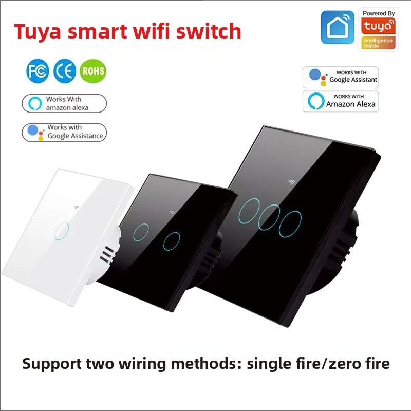

European standard Tuya wifi switch with RF433 support for smart speaker Alexa GoogleHome smart switch