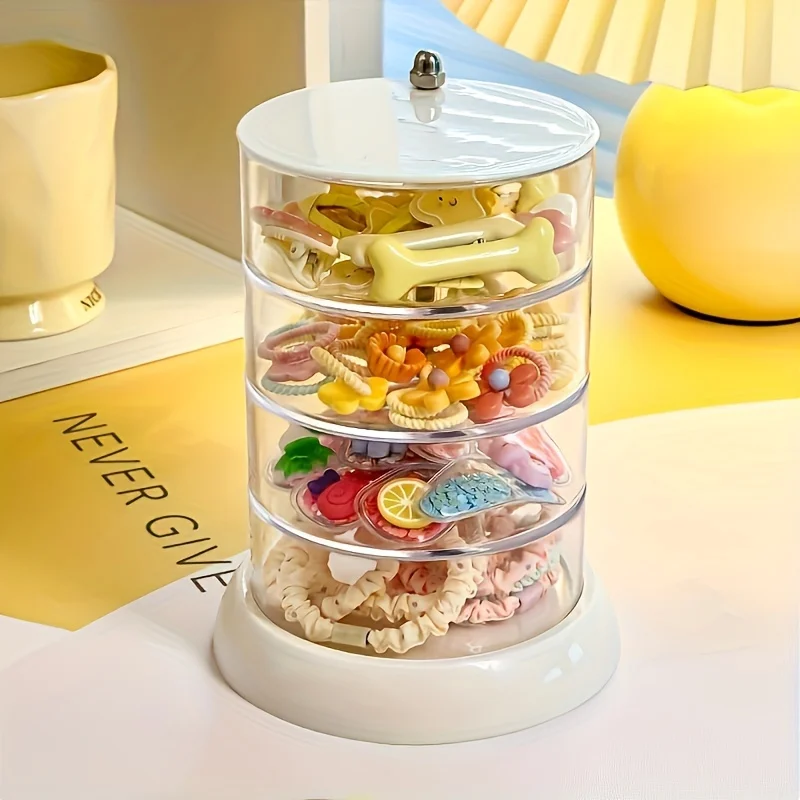 Princess-Themed Multi-Layer Rotating Jewelry Organizer - Transparent, Anti-Oxidation Storage for Hair Accessories & More