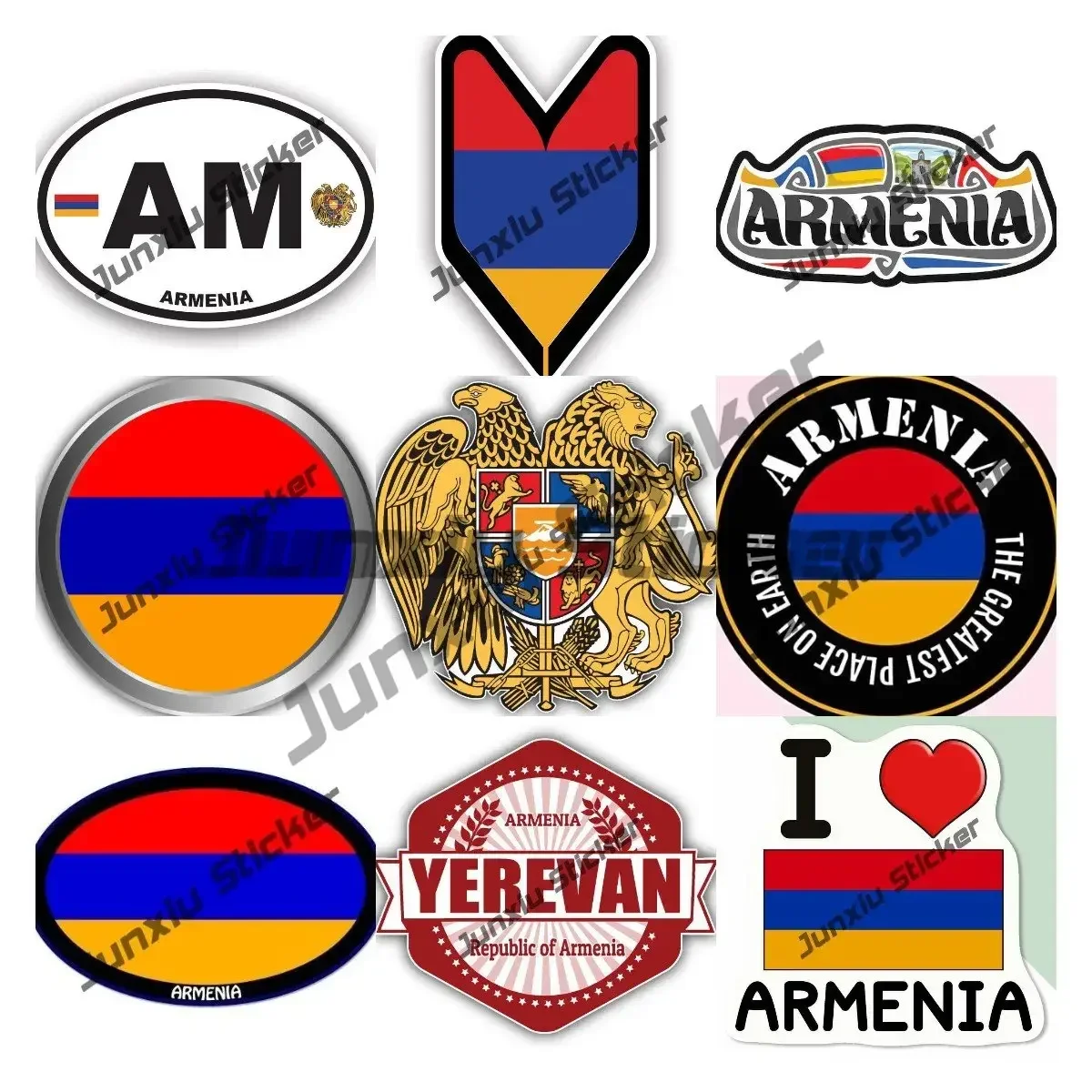 

Coat of Arms of Armenia Stickers Yerevan Vagharshapat Jermuk Armenian City Grunge Travel Stamp Waterproof Reflective Decals