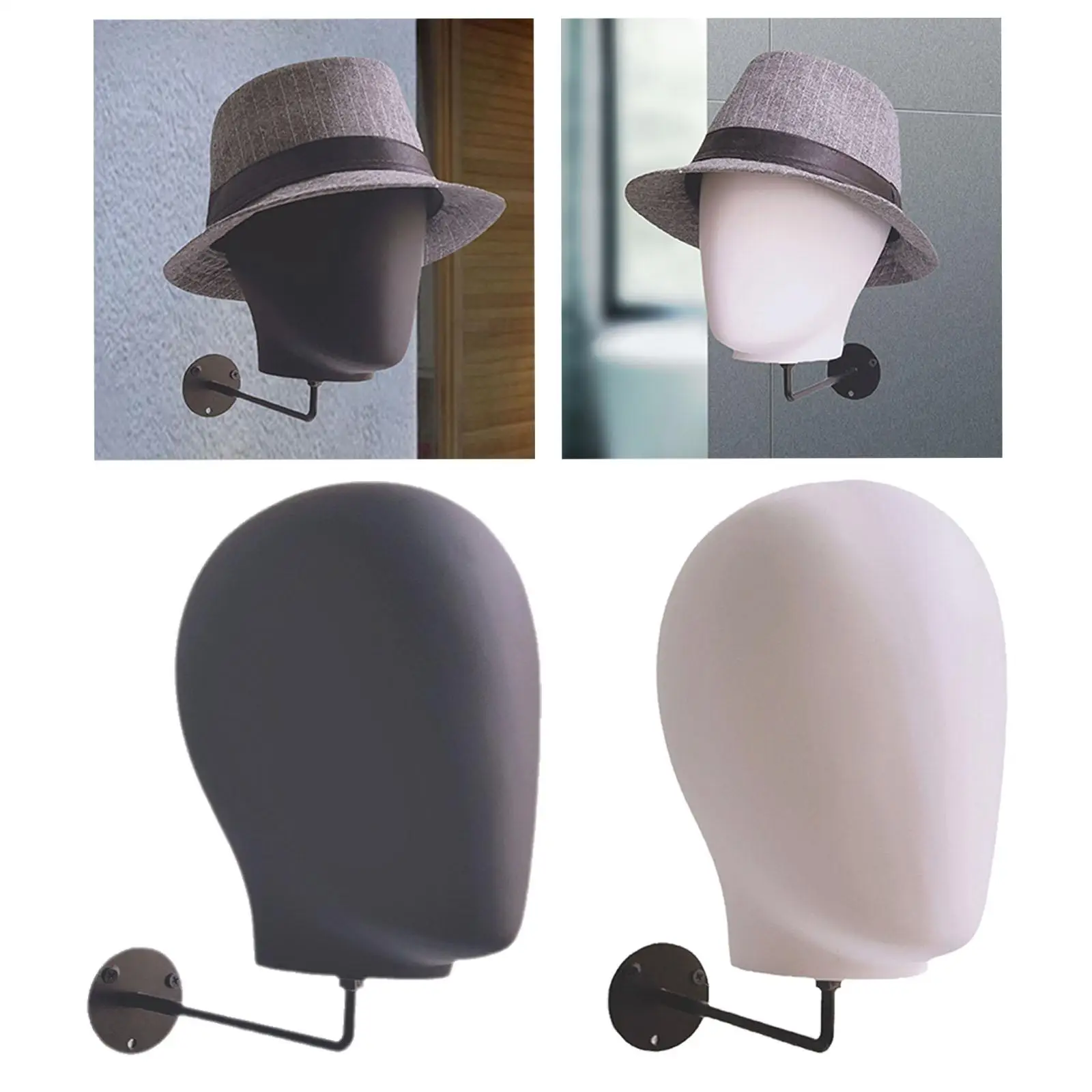 Wall Mounted Mannequin Head Wig Holder, Hanging Hat Display Stand Manikin Head for Cap Hairpieces Headset Tabletop Hair Salon