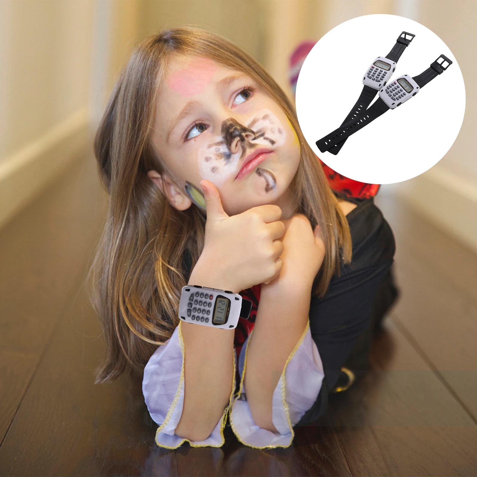 2pcs Kids Calculator Watch Digital Math Pvc Wristwatch Multifunction Child Student Educational Toy Timepiece Arithmetic School