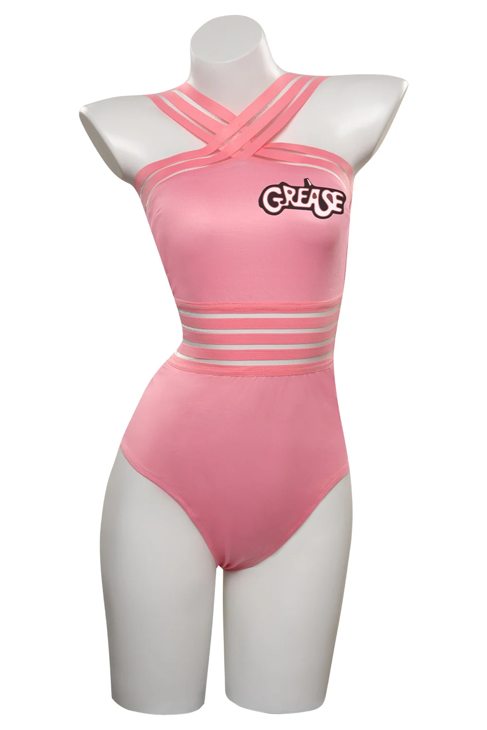 Grease Cosplay Sexy Swimsuit Pink Ladies Costume Rydell High Fancy Dress Up Party Cloth Summer Swimwear Bikini Bathing Suit