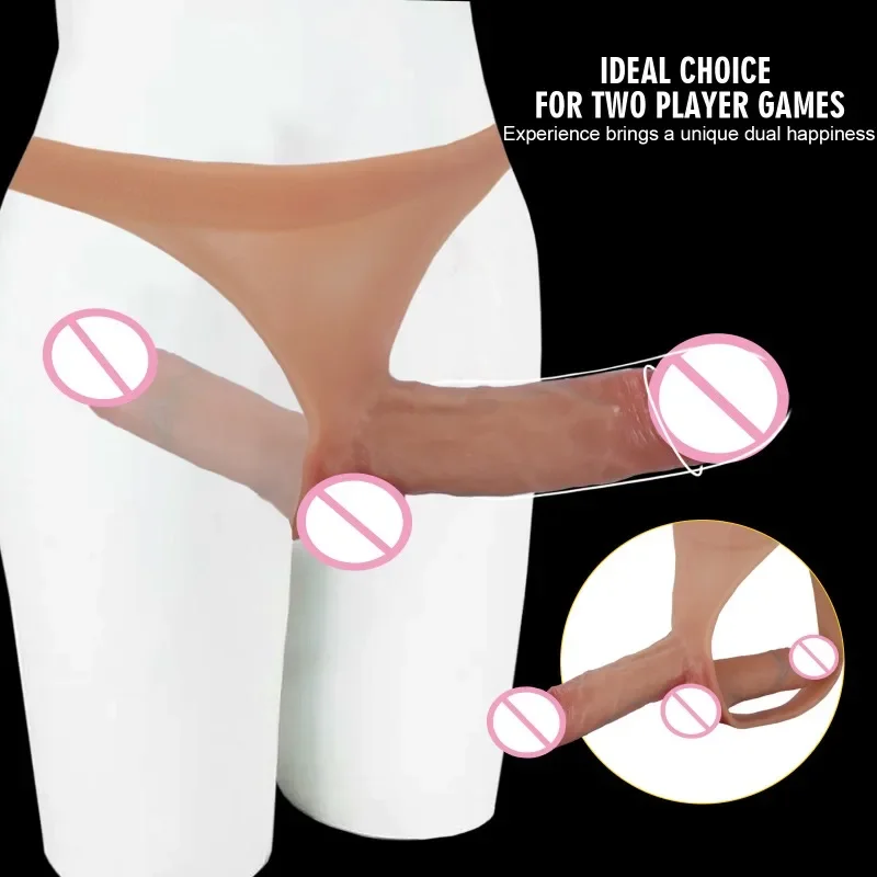 Silicone Double Penis Dildo Wearing Pants Dick Realistic Penis Toy for Lesbian Couple Strap on Masturbator Adult Sex Toys