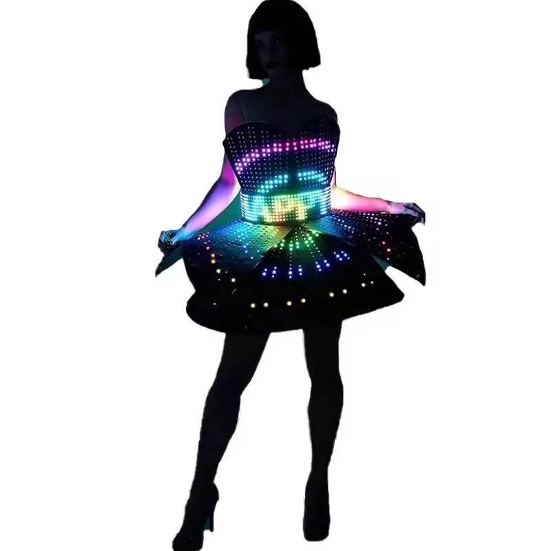 Christmas Party Show Led Dress Light up  costume Women Singer dresses Party Event dance performance Festival Outfit