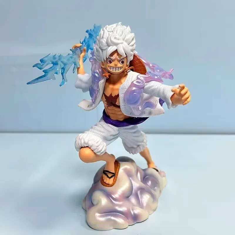 New In Stock One Piece Anime Figure Sun God Nikka Luffy Fight Form Step On The Clouds Take Thunder And Lightning Action Figure