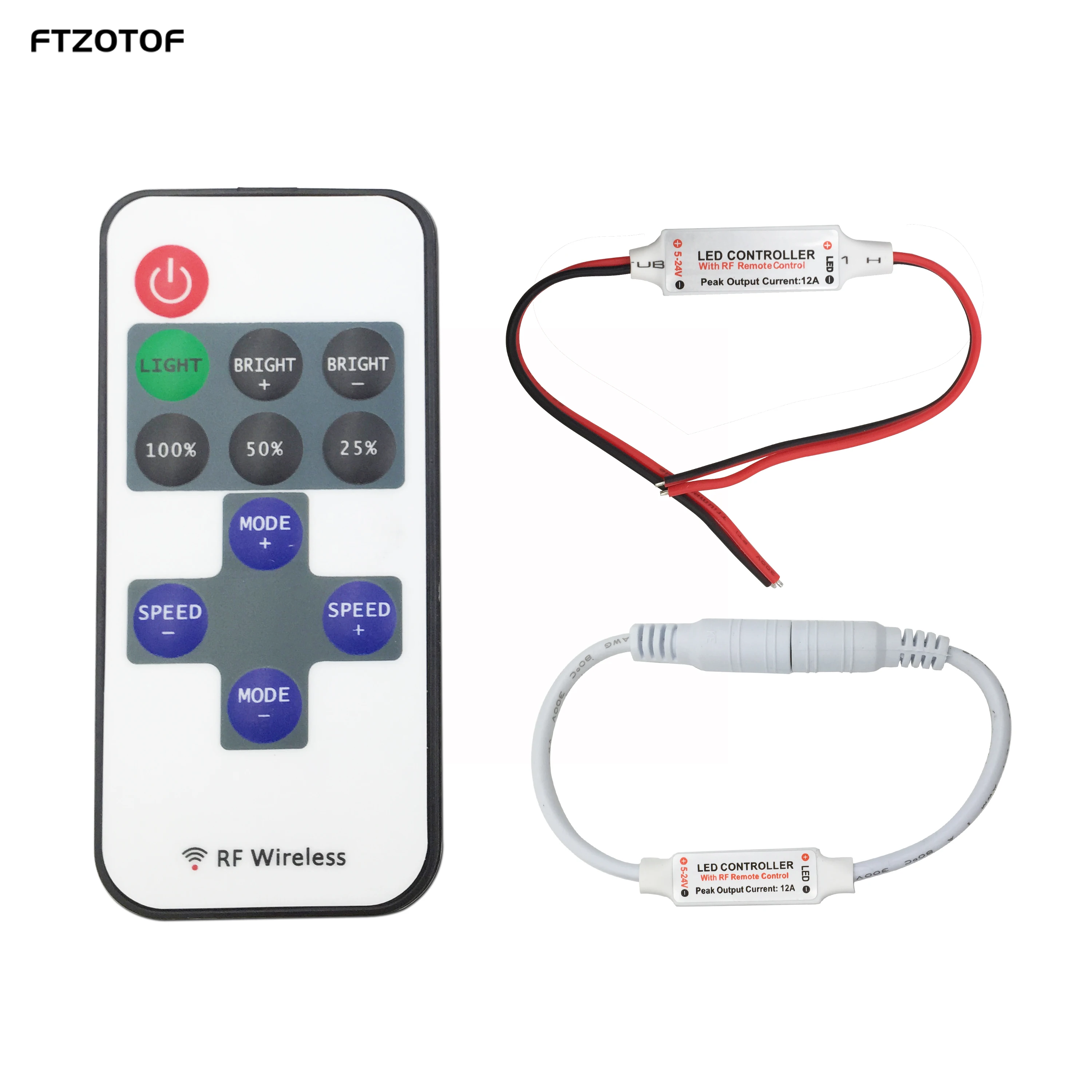 Mini RF Wireless Controlled LED 5v-12v-24v COB Strip Lamp Bulb Dimmer Lights Smooth Detail Dimmable Wired DC Jack Remote Control