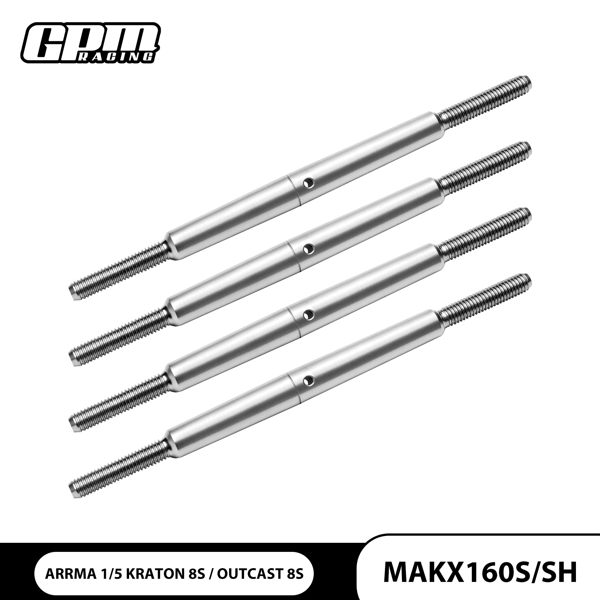 GPM Stainless Steel Front Steering & Rear Upper Turnbuckle (No Ball Ends) For ARRMA 1/5 Kraton Outcast 8S