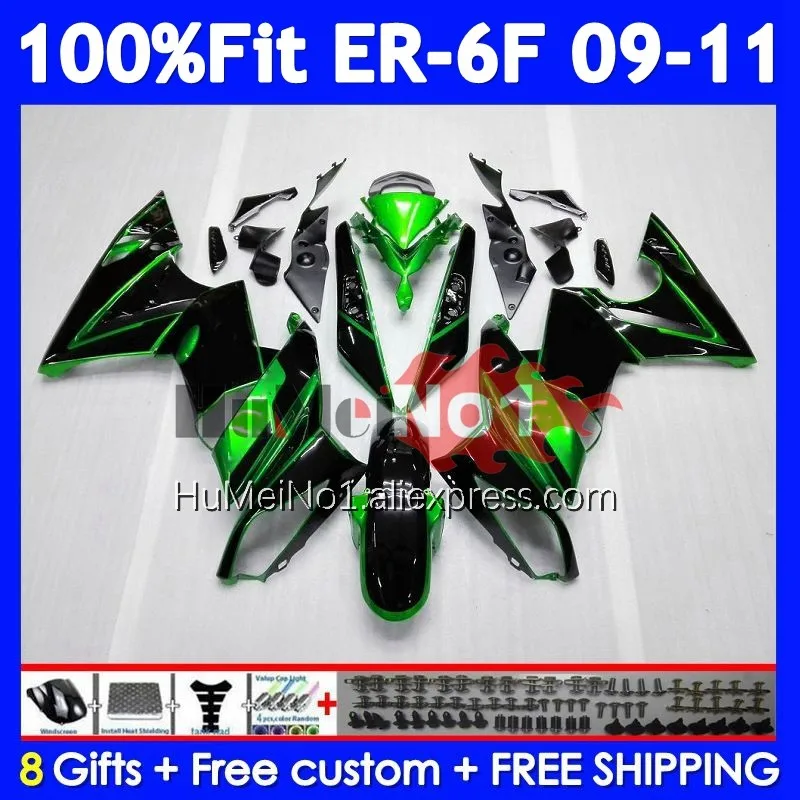 OEM Body For KAWASAKI NINJA 650R ER 6F ER6 ER 6 F ER-6F 09-11 246No.1 ER6F 09 Factory Green 10 11 650 R 2009 2010 2011 Fairings