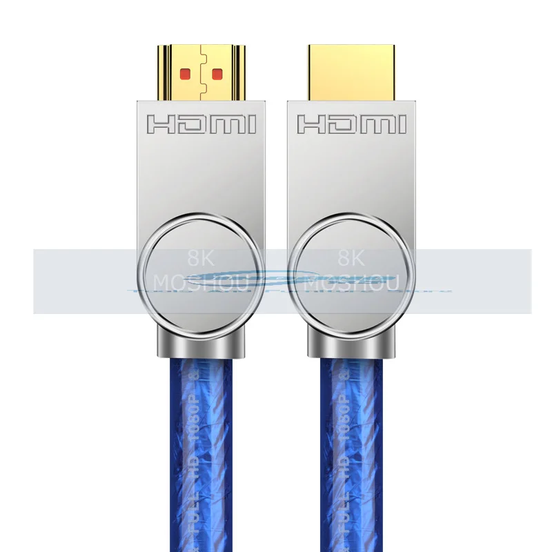 Version 2.1 8K single crystal copper silver plated high-definition HDMI cable TV computer PS5 projection video cable 4K 120Hz