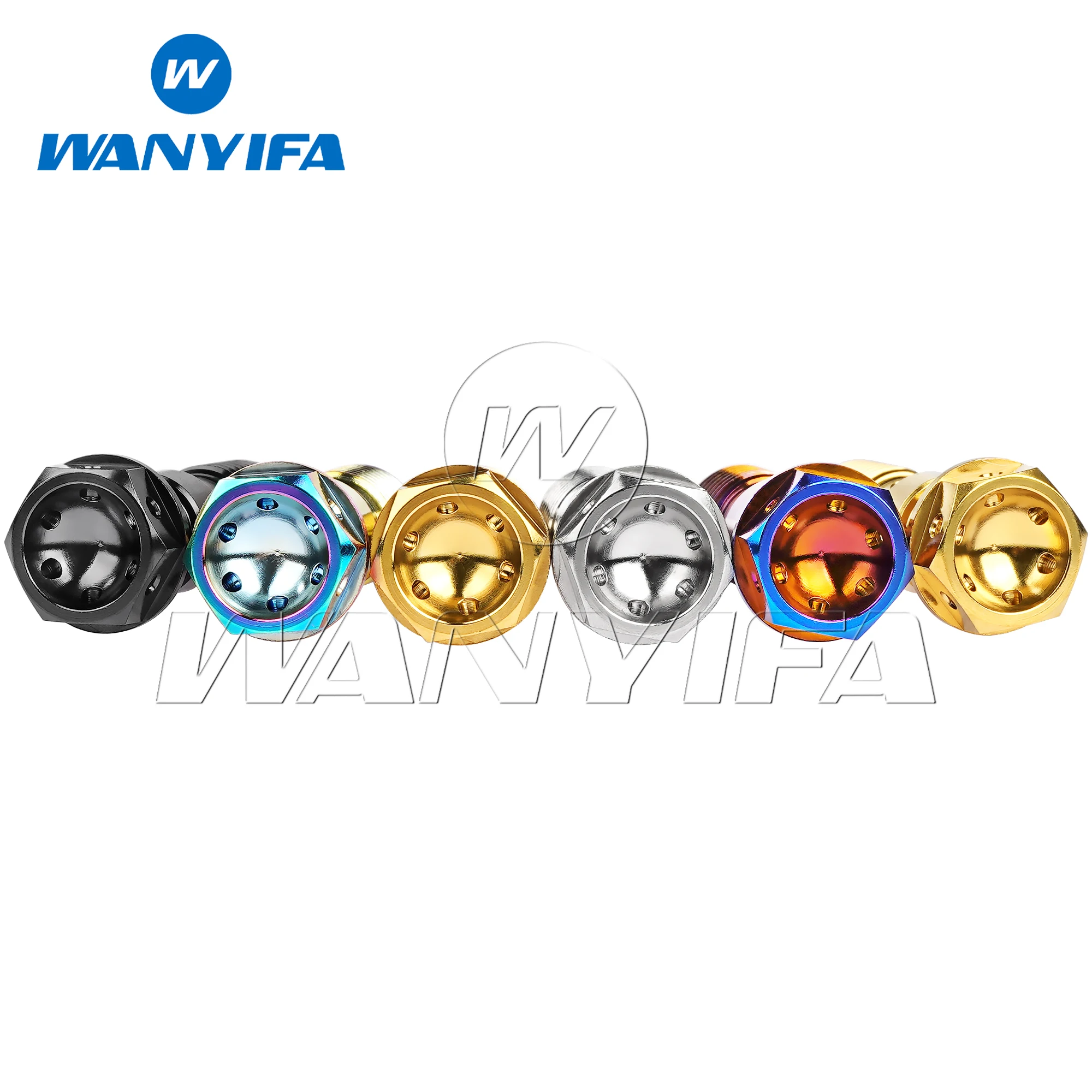 Wanyifa Titanium Bolt M10 1.0/1.25mm Pitch Hexagon Hollow Flange Head Single/Double Hole for Motorcycle Brembo Brake