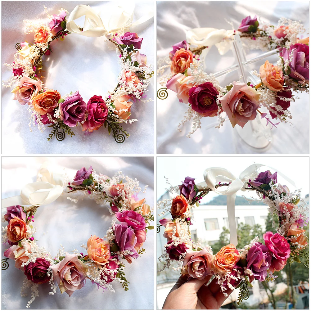 

Adjustable Wreath Headdress Headb Hair Wedding Bride Wear Lightweight Plastic Accessories Bridal Hairb H made Photo Props