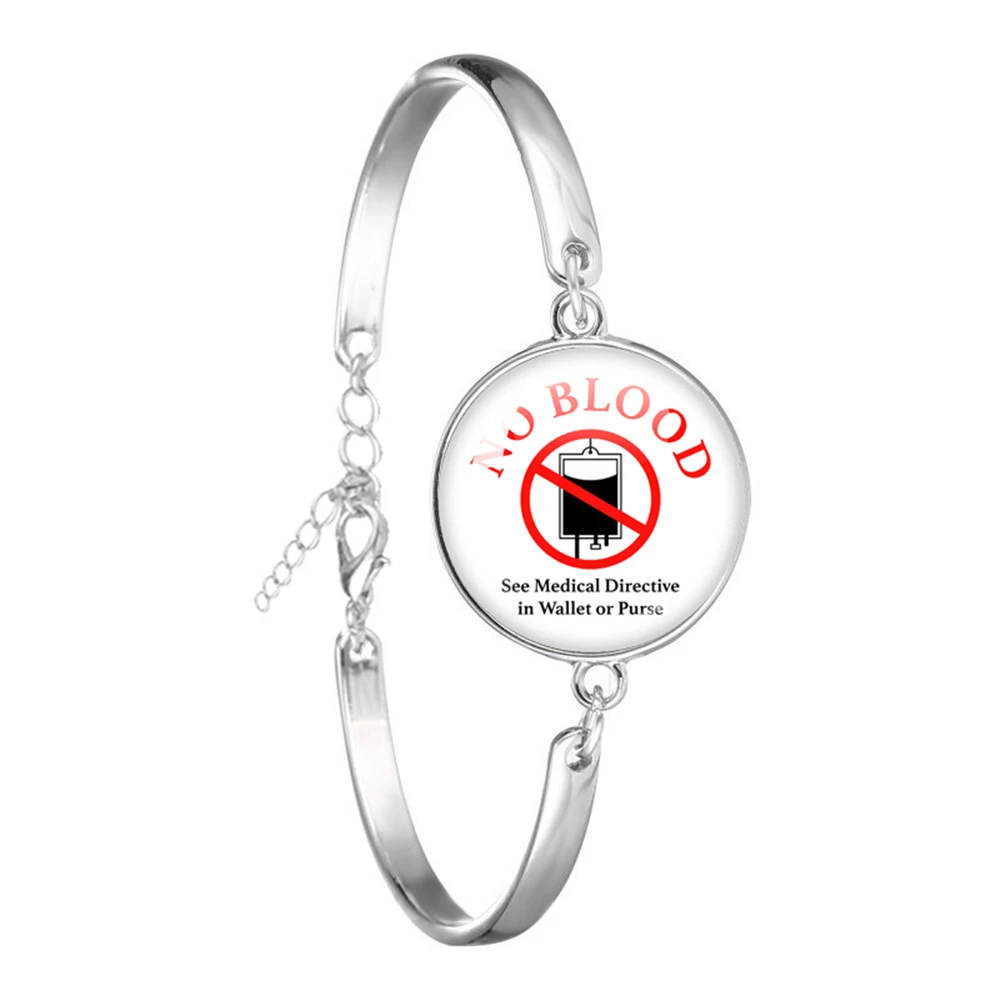 Bracelet vintage en verre rond Keep Calm and No Blood, Jeho's WitNISSAN, bijoux cadeaux pour femmes et hommes