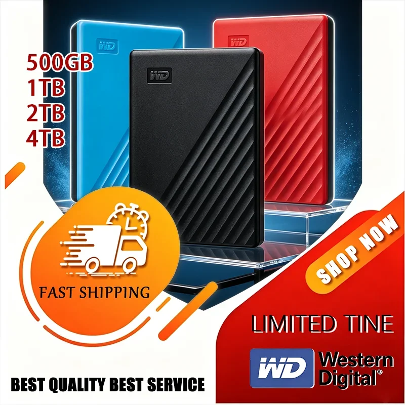 WD External HDD 500GB/1TB/2TB/4TB USB 3.0 with Advanced Encryption Portable Fast PerformanceIdeal for Mobile Storage