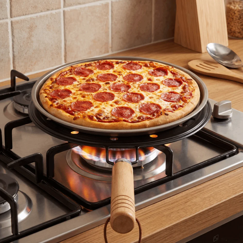 Stainless Steel Heat Diffuser Plate Wooden Handle Anti Slip Induction Adapter Plate Pizza Spatula Pot Holder