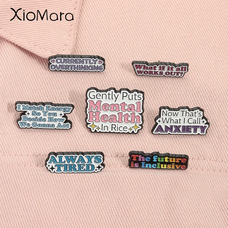 Mental Health Quote Enamel Pins Currently Overthinking Now That's What I Call Anxiety Brooches Lapel Badge Jewelry Gifts