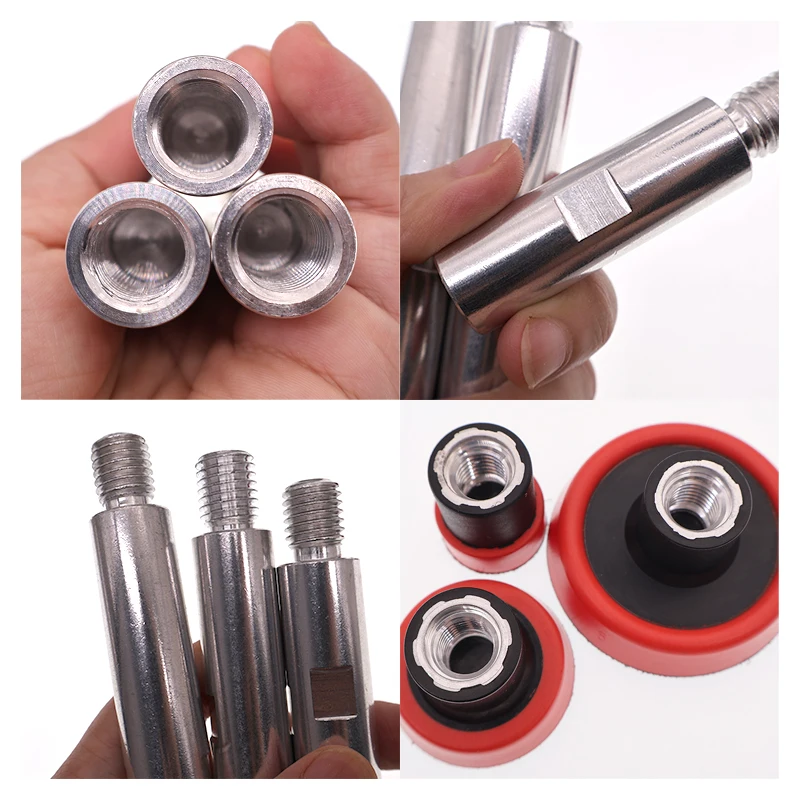 M14-Gewinde-Polier-Verlängerungsschaft-Set 75/100/140mm Polier-Verlängerungsstange aus Aluminiumlegierung mit Polierpuffer für die Fahrzeugaufbereitung – Detail 3