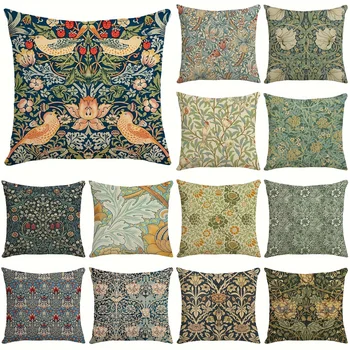 Housse de coussin florale William Morris, 1 pièce, décor de fleurs Vintage pour housse de coussin, taie d'oreiller d'extérieur pour salon