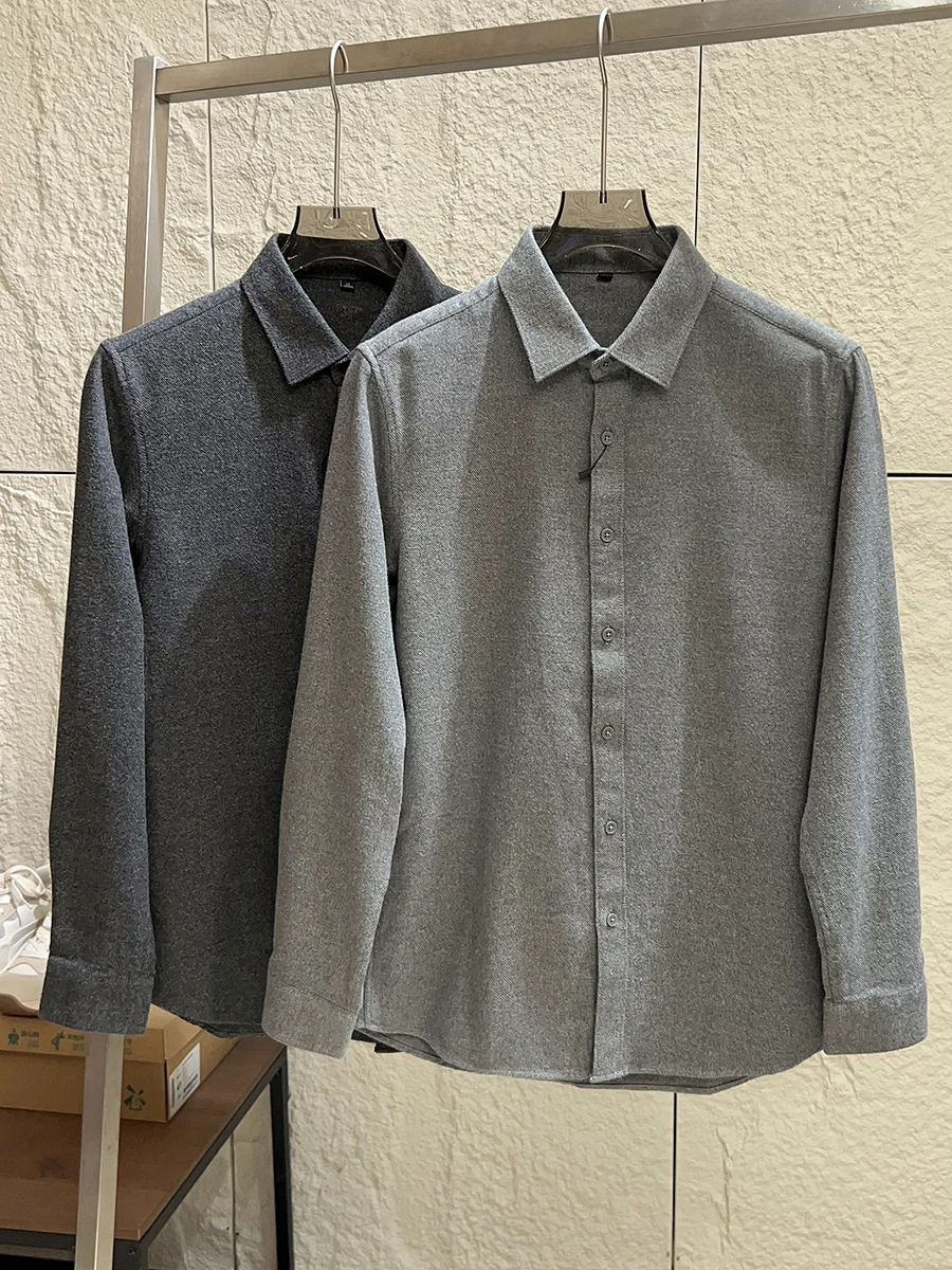

High-End Wool Blend Long Sleeve Shirt Business Casual Collar Double-Sided Brushed Skin-Friendly for Autumn And Winter Men's F...