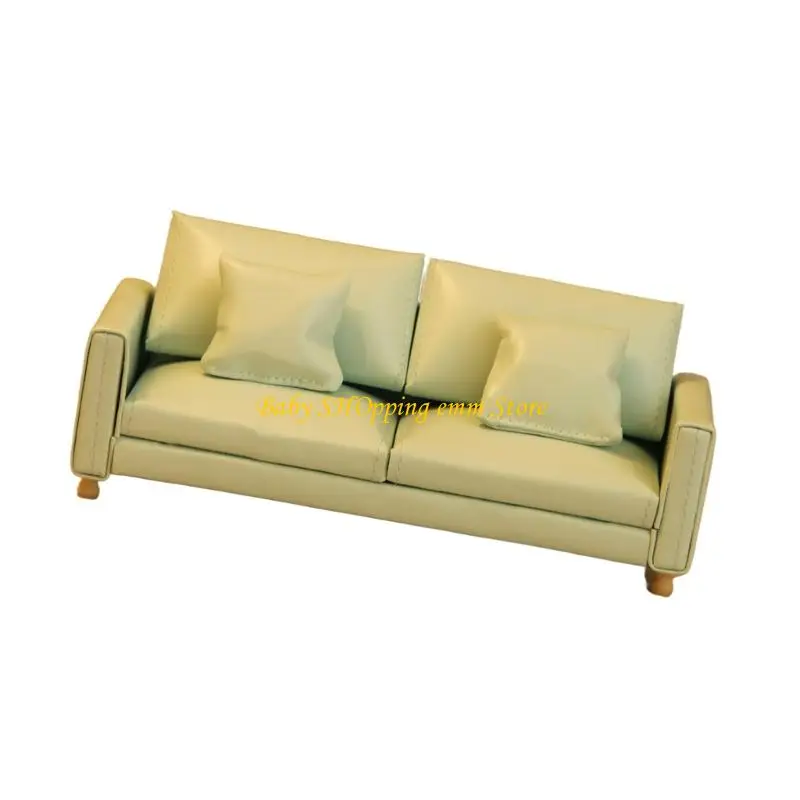 23GD ตุ๊กตา House โซฟาขนาดเล็ก Figurine PU เฟอร์นิเจอร์ห้องนั่งเล่นที่ทันสมัยฉากจอแสดงผล