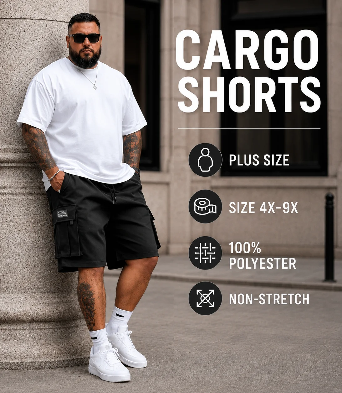 

plus Size Men's Casual Solid Color Work Shorts Summer Fashionable Comfortable Suitable for Daily Wear