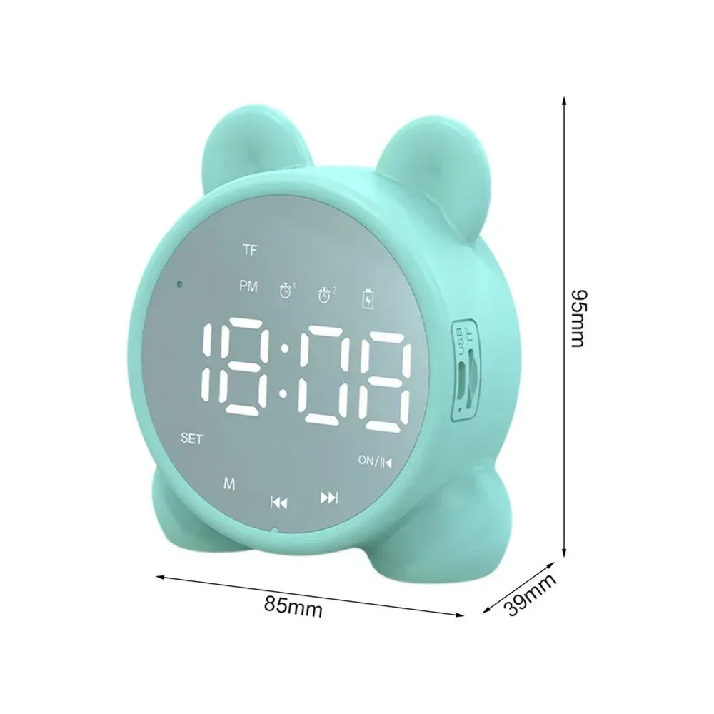 Cute Bedside Alarm Clock LCD Digital Display Table Wake-up Children Bluetooth-compatible Speaker Alarm Clock Sleep Timer Kids