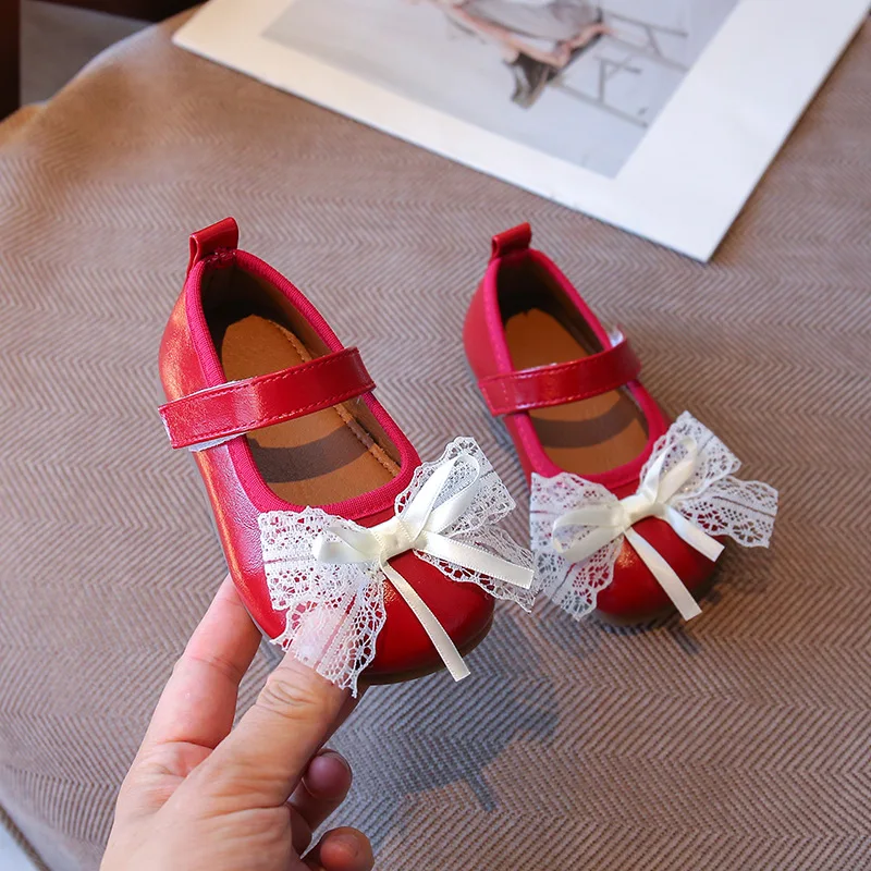 

1-6 Year New Princess Flat Children's Shoes for Baby Girl Mary Jane Loafers Sneakers Kids Party Shoes Fashion Bow Leather Shoes